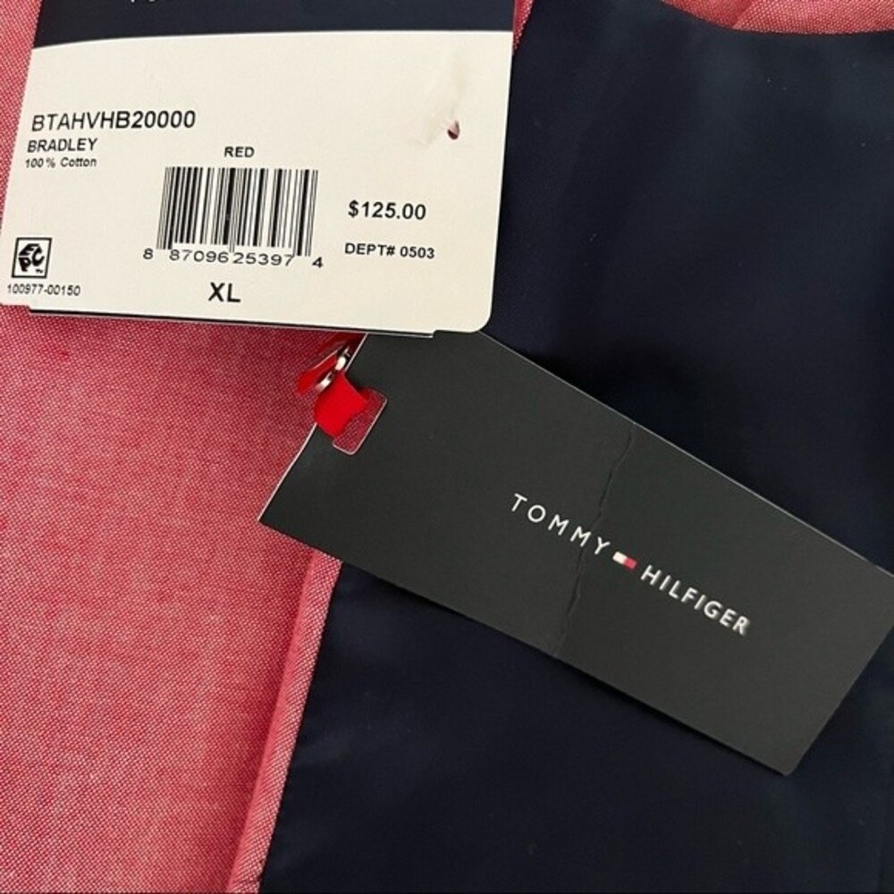 TOMMY HILFIGER Bradley Modern Fit Flex Stretch Red  Blue Vest XL NEW With Tags - Picture 7 of 9